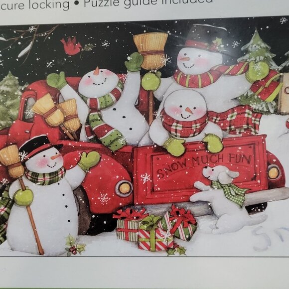 Lang Companies Snowy Lights 750 Piece Puzzle Susan Wingets SAM SNOWMAN 3 Feet - Picture 1 of 9
